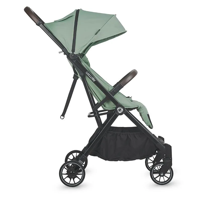 Autofold sport stroller Coccolle Melia, Aluminium frame anodized, XXL canopy with UV 50+ protection, High ground clearance, pozitie verticala dupa pliere, certified up to 22 kg, Mistletoe Green