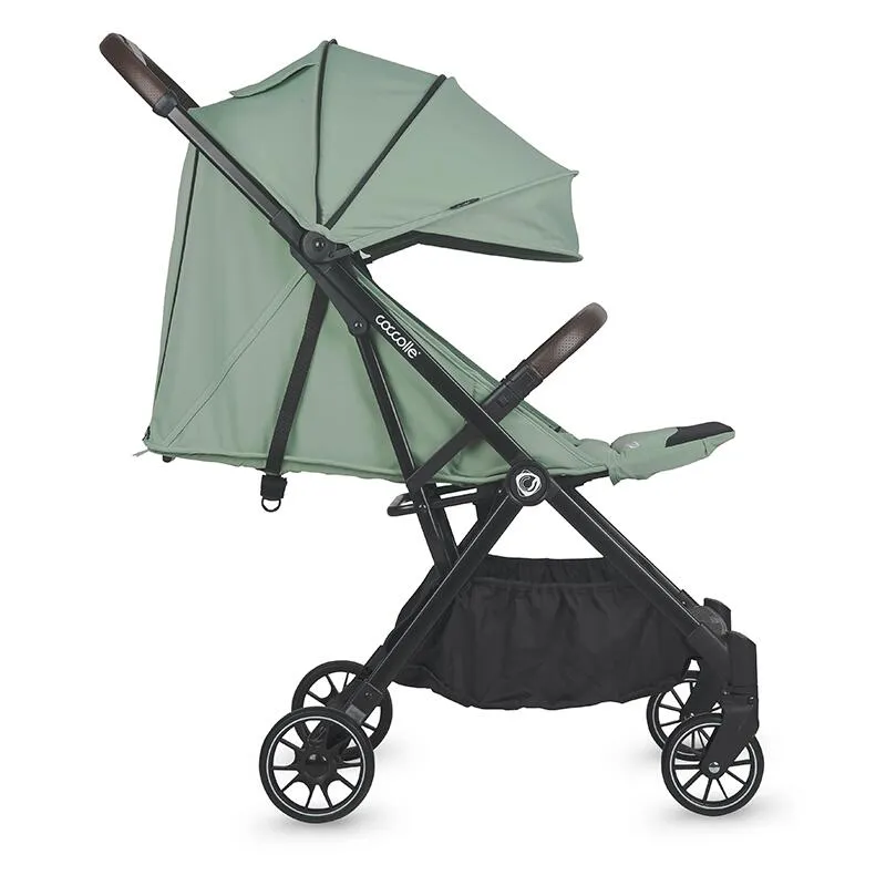 Autofold sport stroller Coccolle Melia, Aluminium frame anodized, XXL canopy with UV 50+ protection, High ground clearance, pozitie verticala dupa pliere, certified up to 22 kg, Mistletoe Green