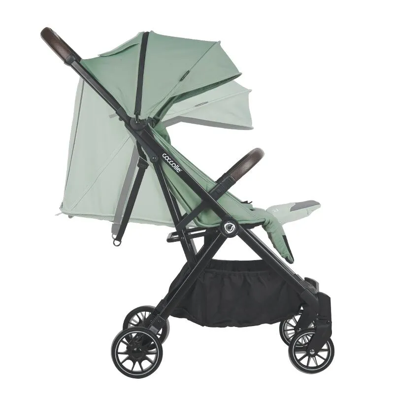 Autofold sport stroller Coccolle Melia, Aluminium frame anodized, XXL canopy with UV 50+ protection, High ground clearance, pozitie verticala dupa pliere, certified up to 22 kg, Mistletoe Green