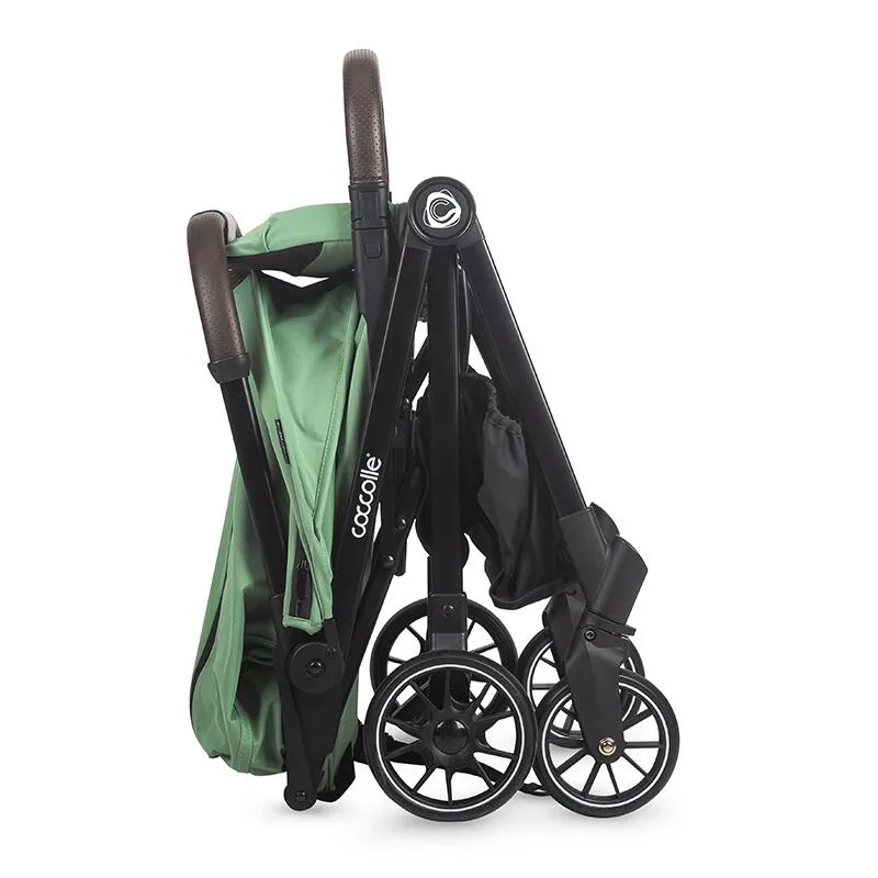 Autofold sport stroller Coccolle Melia, Aluminium frame anodized, XXL canopy with UV 50+ protection, High ground clearance, pozitie verticala dupa pliere, certified up to 22 kg, Mistletoe Green