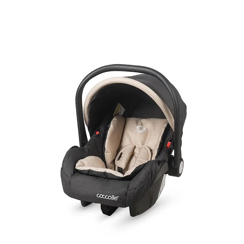 3-in-1 convertible stroller Coccolle Amani iSize, Aluminium frame, Large wheels solid rubber, Suspension, Footmuff, Rain cover, Insect net, XXL canopy, Compact fold, Sand Beige