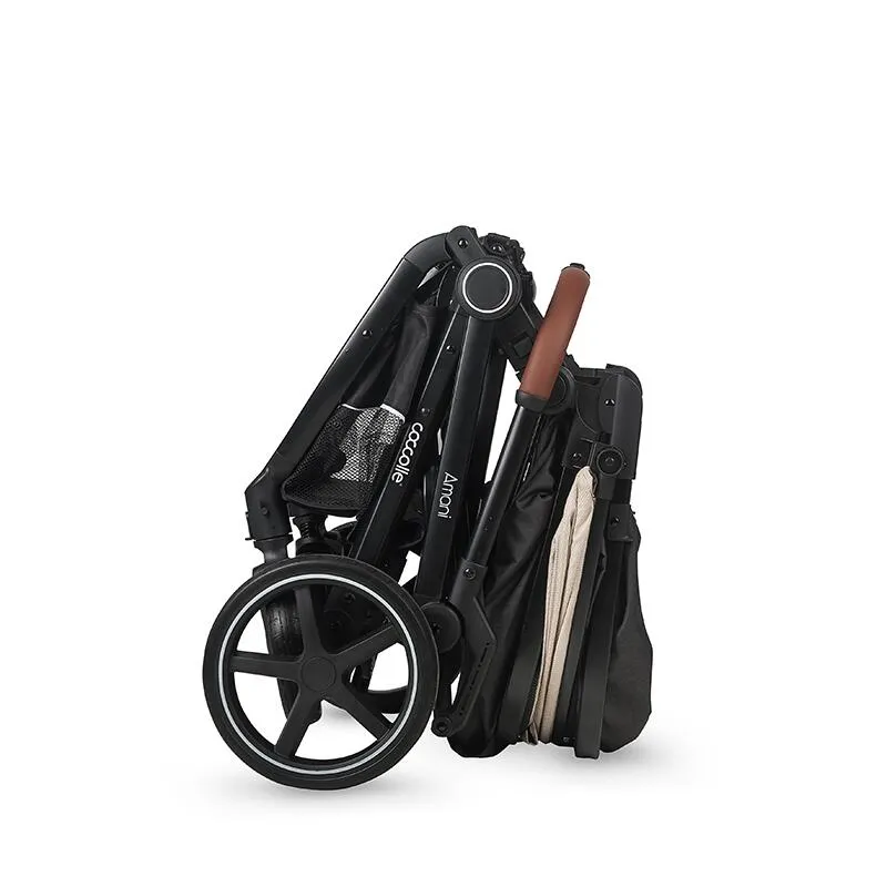 3-in-1 convertible stroller Coccolle Amani iSize, Aluminium frame, Large wheels solid rubber, Suspension, Footmuff, Rain cover, Insect net, XXL canopy, Compact fold, Sand Beige