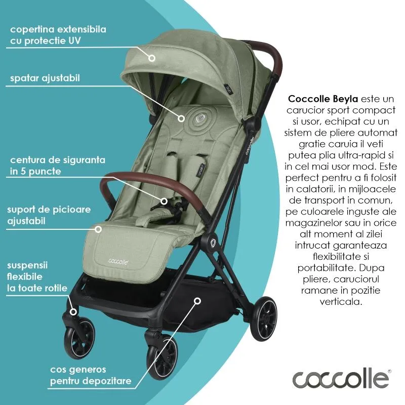 Sport stroller with automatic folding Coccolle Beyla Greenstone