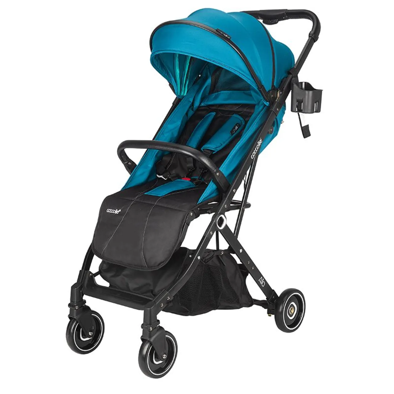 Sport umbrella stroller Coccolle Alla, One-hand fold, Aluminium frame, Canopy with sun visor and mesh panel, Adjustable backrest, Shopping basket, Weight 5.6 kg, Turquoise Tide