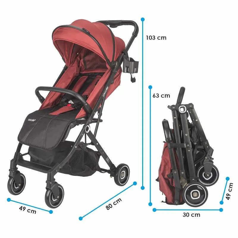 Sport umbrella stroller Coccolle Alla, One-hand fold, Aluminium frame, Canopy with sun visor and mesh panel, Adjustable backrest, Shopping basket, Weight 5.6 kg, Mahogany Brown