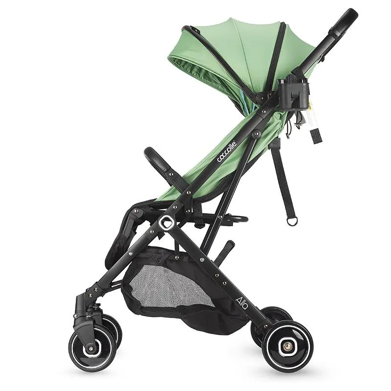 Sport umbrella stroller Coccolle Alla, One-hand fold, Aluminium frame, Canopy with sun visor and mesh panel, Adjustable backrest, Shopping basket, Weight 5.6 kg, Mistletoe Green
