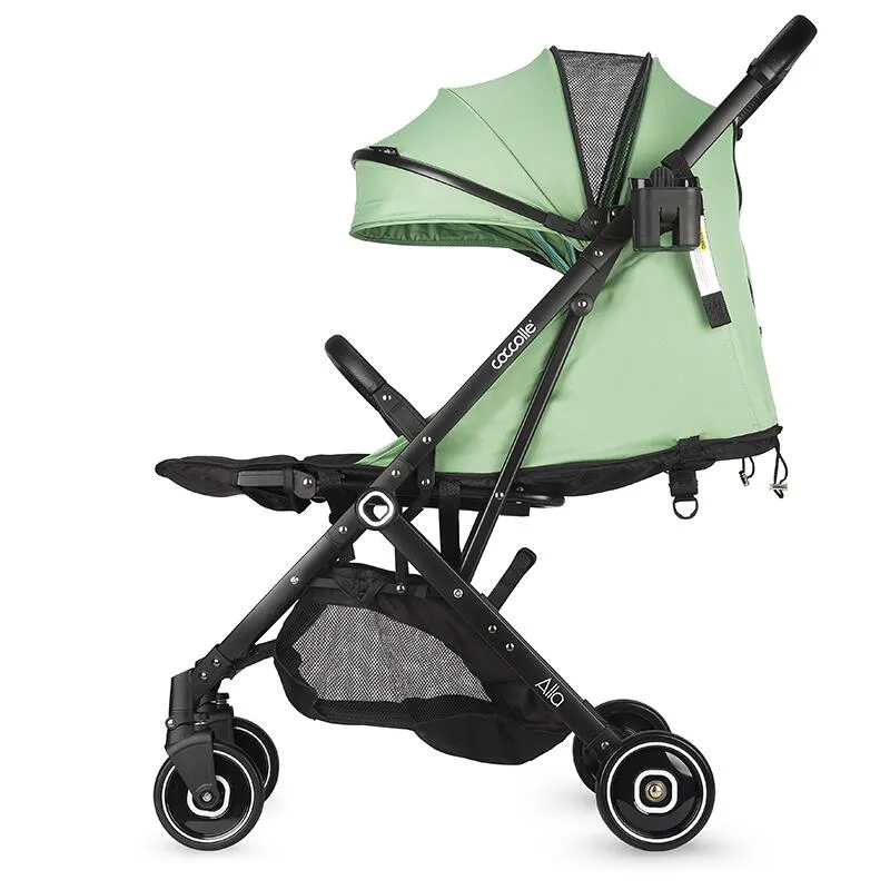 Sport umbrella stroller Coccolle Alla, One-hand fold, Aluminium frame, Canopy with sun visor and mesh panel, Adjustable backrest, Shopping basket, Weight 5.6 kg, Mistletoe Green