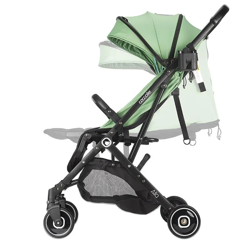 Sport umbrella stroller Coccolle Alla, One-hand fold, Aluminium frame, Canopy with sun visor and mesh panel, Adjustable backrest, Shopping basket, Weight 5.6 kg, Mistletoe Green