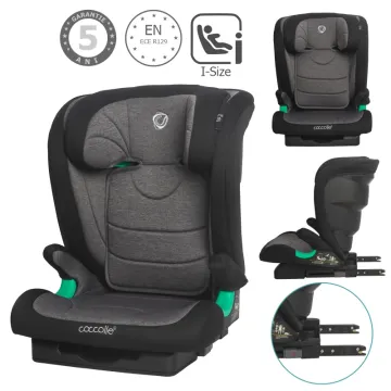 i-Size Isofix car seat Coccolle Eris, 100-150 cm, Adjustable headrest and backrest, Pozitie somn junior, Comfortable armrests, R129 approved, Adjustable Isofix bars, Greystone