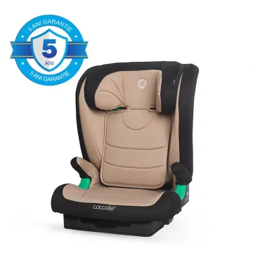 i-Size Isofix car seat Coccolle Eris, 100-150 cm, Adjustable headrest and backrest, Pozitie somn junior, Comfortable armrests, R129 approved, Adjustable Isofix bars, Sand Beige