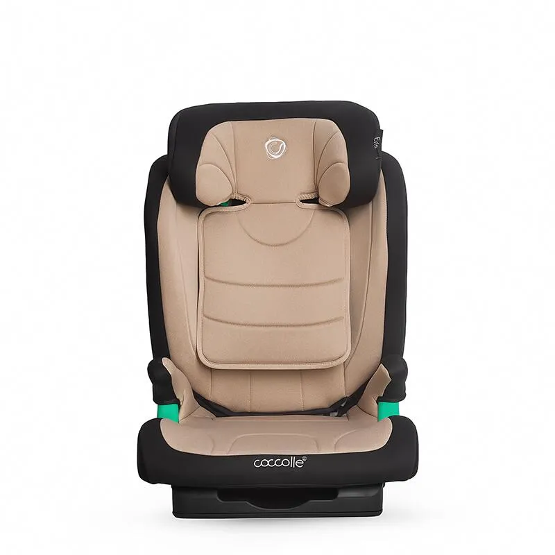 i-Size Isofix car seat Coccolle Eris, 100-150 cm, Adjustable headrest and backrest, Pozitie somn junior, Comfortable armrests, R129 approved, Adjustable Isofix bars, Sand Beige