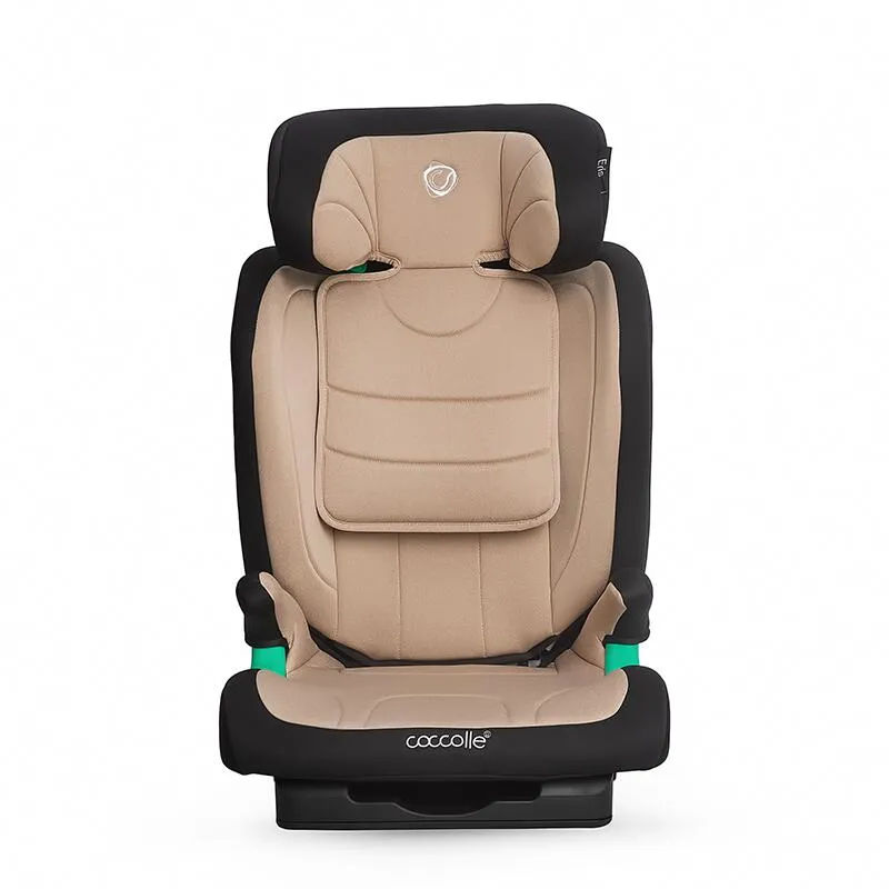 i-Size Isofix car seat Coccolle Eris, 100-150 cm, Adjustable headrest and backrest, Pozitie somn junior, Comfortable armrests, R129 approved, Adjustable Isofix bars, Sand Beige