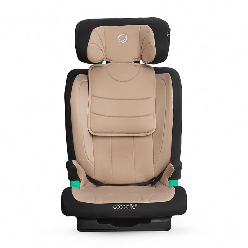 i-Size Isofix car seat Coccolle Eris, 100-150 cm, Adjustable headrest and backrest, Pozitie somn junior, Comfortable armrests, R129 approved, Adjustable Isofix bars, Sand Beige