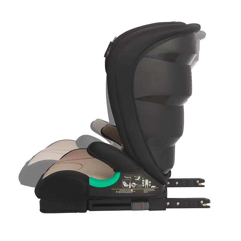 i-Size Isofix car seat Coccolle Eris, 100-150 cm, Adjustable headrest and backrest, Pozitie somn junior, Comfortable armrests, R129 approved, Adjustable Isofix bars, Sand Beige