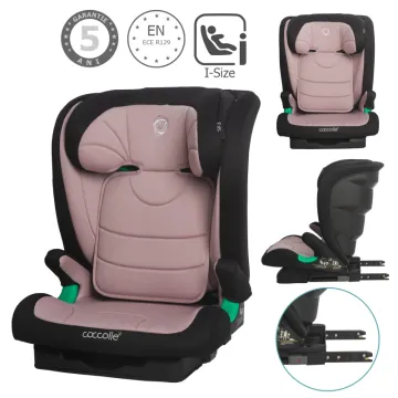 i-Size Isofix car seat Coccolle Eris, 100-150 cm, Adjustable headrest and backrest, Pozitie somn junior, Comfortable armrests, R129 approved, Adjustable Isofix bars, Dessert Rose