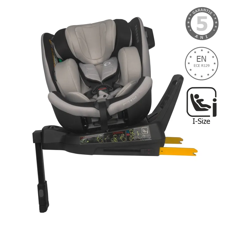Scaun auto iSize Coccolle Mago Premium, with support leg, Isofix, 40-150 cm, 0-36 kg, 360° rotation, Adjustable headrest, Pozitie somn, Side-impact protection, Anti-rebound bar, Jet Black