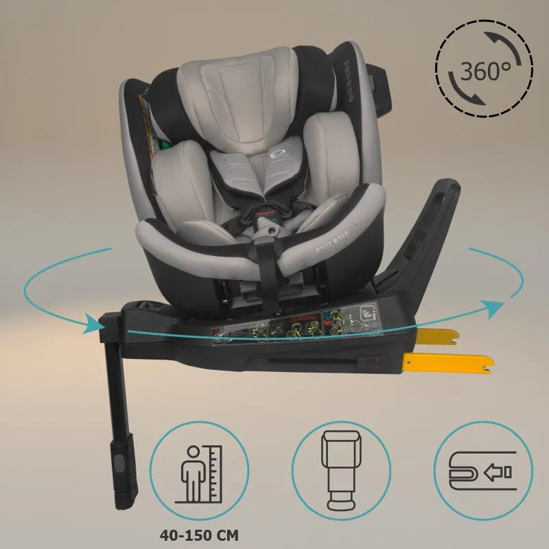Scaun auto iSize Coccolle Mago Premium, with support leg, Isofix, 40-150 cm, 0-36 kg, 360° rotation, Adjustable headrest, Pozitie somn, Side-impact protection, Anti-rebound bar, Jet Black