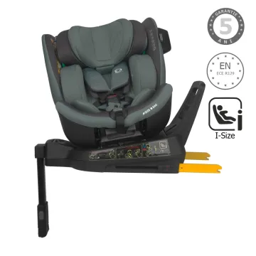 Scaun auto iSize Coccolle Mago Premium, with support leg, Isofix, 40-150 cm, 0-36 kg, 360° rotation, Adjustable headrest, Pozitie somn, Side-impact protection, Anti-rebound bar, Greenstone