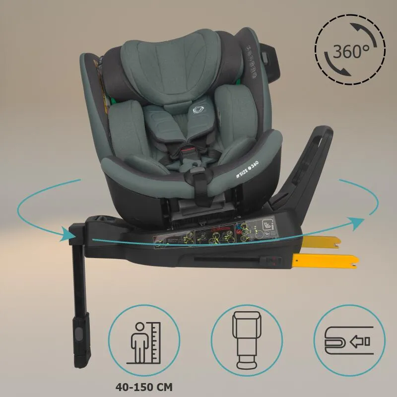 Scaun auto iSize Coccolle Mago Premium, with support leg, Isofix, 40-150 cm, 0-36 kg, 360° rotation, Adjustable headrest, Pozitie somn, Side-impact protection, Anti-rebound bar, Greenstone