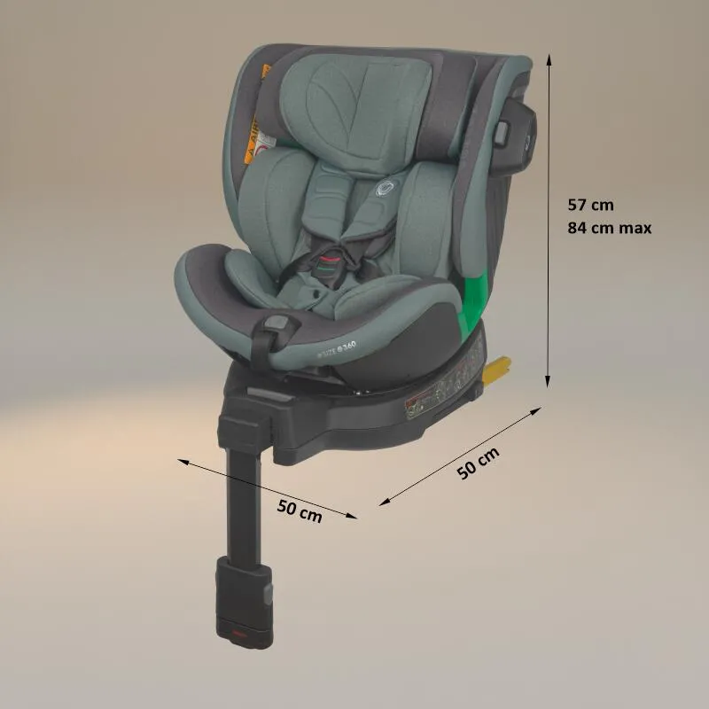 Scaun auto iSize Coccolle Mago Premium, with support leg, Isofix, 40-150 cm, 0-36 kg, 360° rotation, Adjustable headrest, Pozitie somn, Side-impact protection, Anti-rebound bar, Greenstone