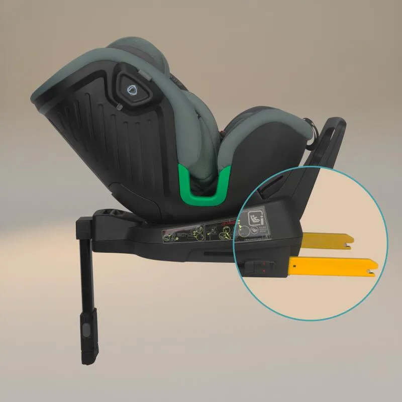 Scaun auto iSize Coccolle Mago Premium, with support leg, Isofix, 40-150 cm, 0-36 kg, 360° rotation, Adjustable headrest, Pozitie somn, Side-impact protection, Anti-rebound bar, Greenstone