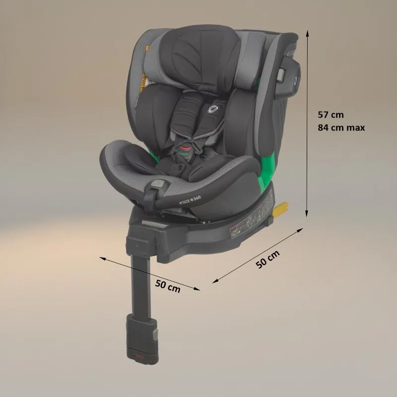Scaun auto iSize Coccolle Mago Premium, cu picior de fixare, Isofix, 40-150 cm, 0-36 kg, Rotire 360 grade, Tetiera reglabila, Pozitie somn, Protectie impact lateral, Bara recul, Neutral Grey