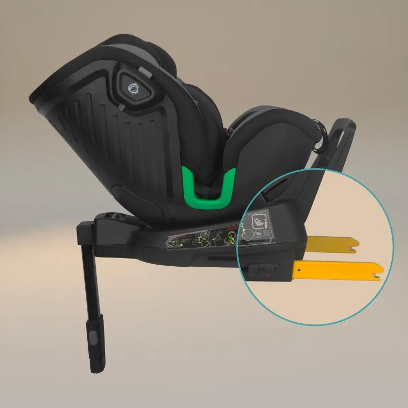 Scaun auto iSize Coccolle Mago Premium, cu picior de fixare, Isofix, 40-150 cm, 0-36 kg, Rotire 360 grade, Tetiera reglabila, Pozitie somn, Protectie impact lateral, Bara recul, Neutral Grey