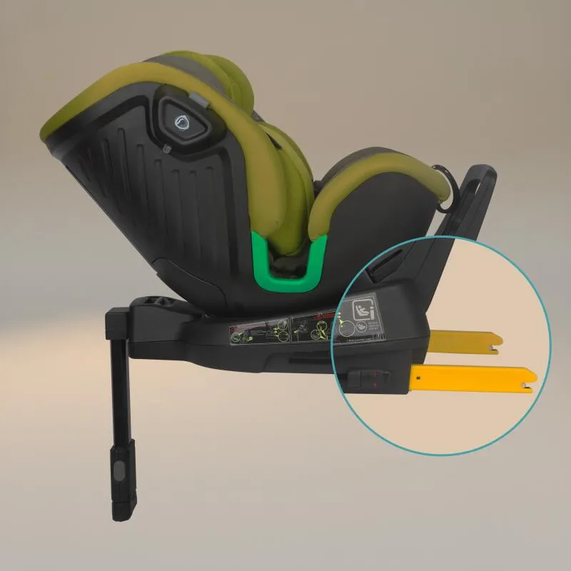 Scaun auto iSize Coccolle Mago Premium, with support leg, Isofix, 40-150 cm, 0-36 kg, 360° rotation, Adjustable headrest, Pozitie somn, Side-impact protection, Anti-rebound bar, Olive Khaki