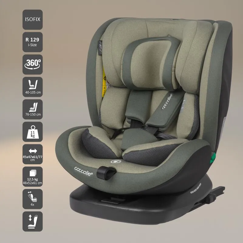 Premium rotating i-Size car seat 40-150 cm Coccolle Mydo Moss Green