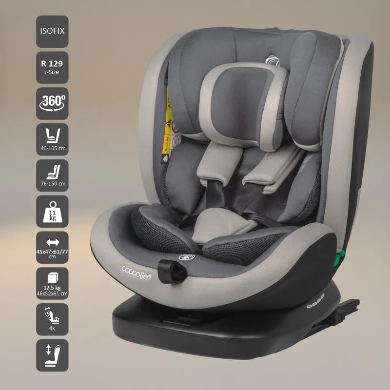 Scaun auto iSize Premium, rotativ 40-150 cm Coccolle Mydo Urban grey