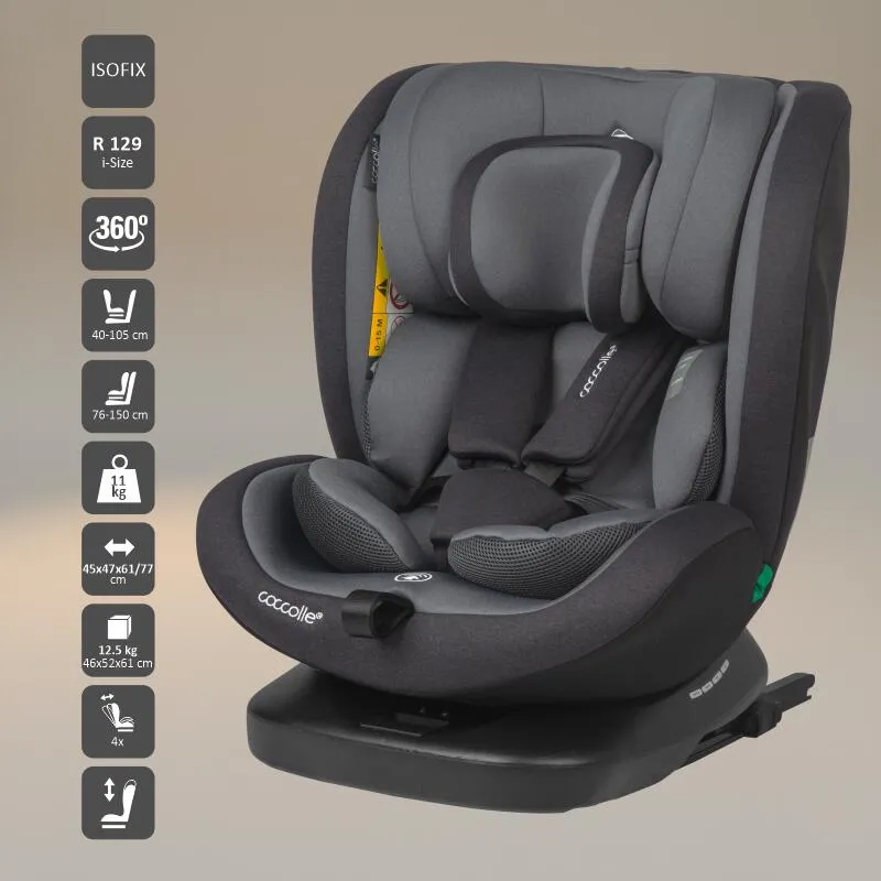 Premium rotating i-Size car seat 40-150 cm Coccolle Mydo Diamond black