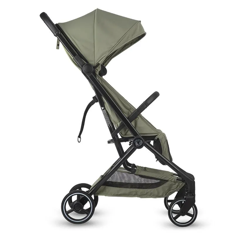 Sport stroller Coccolle Sierra with ultra-compact automatic folding, IATA carry-on compatible, Aluminium frame, Pozitie somn, Extendable canopy, Insect net, Sage Green