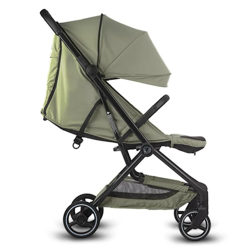 Sport stroller Coccolle Sierra with ultra-compact automatic folding, IATA carry-on compatible, Aluminium frame, Pozitie somn, Extendable canopy, Insect net, Sage Green