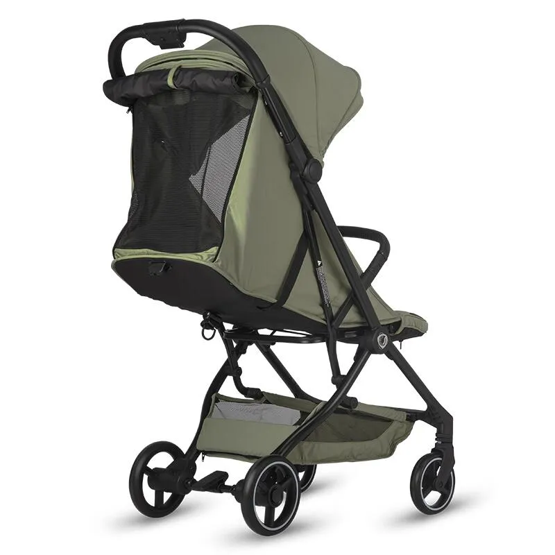 Sport stroller Coccolle Sierra with ultra-compact automatic folding, IATA carry-on compatible, Aluminium frame, Pozitie somn, Extendable canopy, Insect net, Sage Green