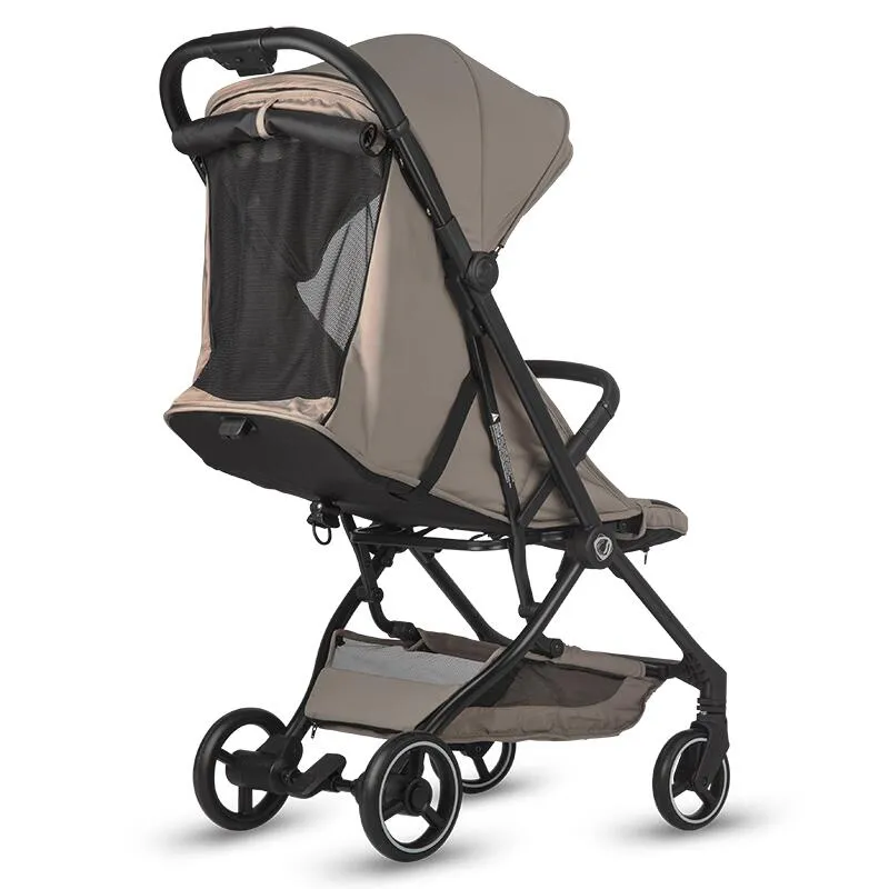 Sport stroller Coccolle Sierra with ultra-compact automatic folding, IATA carry-on compatible, Aluminium frame, Pozitie somn, Extendable canopy, Insect net, Taupe Brown