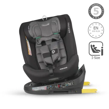 Rotating i-Size car seat with Isofix Coccolle Nova, 40-150 cm, 0-12 ani, approved R129, Top Tether, Newborn insert, Adjustable headrest, Pozitie de somn, Diamond Black