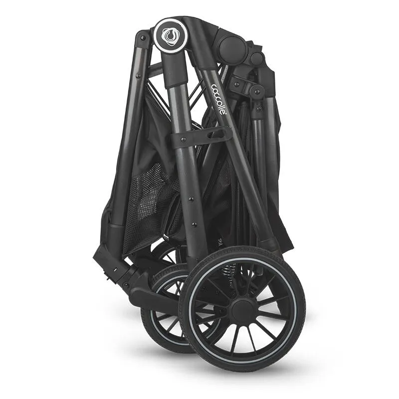 3-in-1 stroller with convertible bassinet Coccolle Ago, Aluminium frame, Foldable, Rubber wheels, Reversible seat unit, XXL canopy, Footmuff and ploaie, Insect net, Bottle holder, Bassinet mattress, R129 i-Size certified infant car seat, Neutral Grey