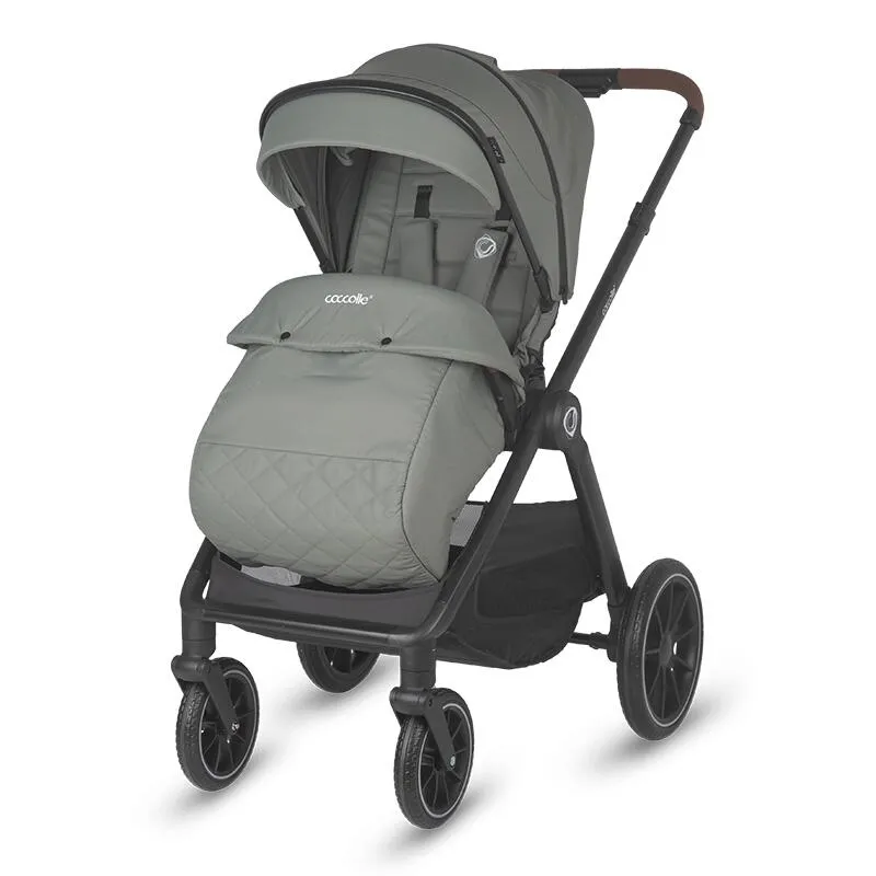 Carucior modular 2 in 1 Coccolle Aspen Premium Line, Pliabil, Roti detasabile, Suspensii, Spatar reglabil, Copertina XXL, Husa de picioruse si ploaie, Standard de siguranta EN 1888, Moss green