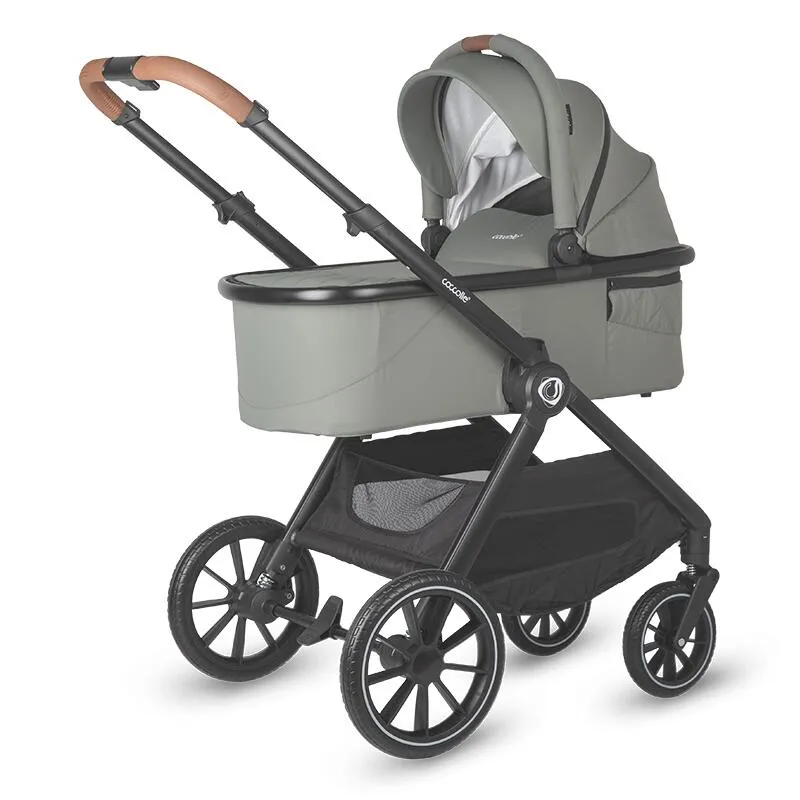 Carucior modular 2 in 1 Coccolle Aspen Premium Line, Pliabil, Roti detasabile, Suspensii, Spatar reglabil, Copertina XXL, Husa de picioruse si ploaie, Standard de siguranta EN 1888, Moss green